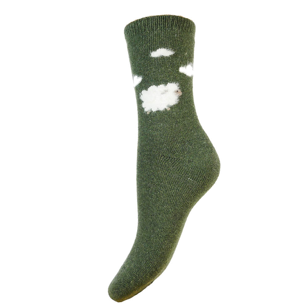 Green sheep wool socks