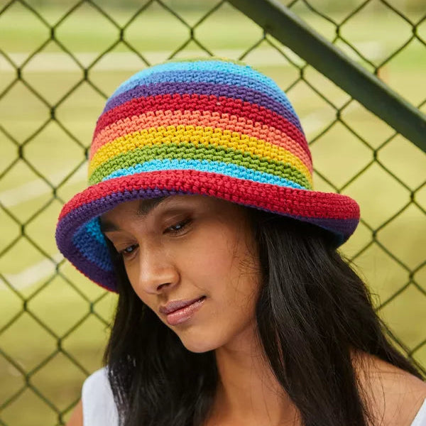 Rainbow coloured hat