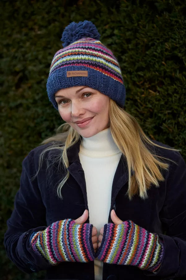 Denver Stripe Bobble Beanie