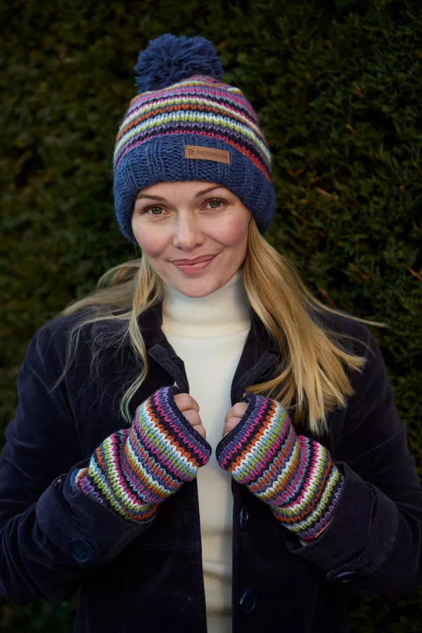Denver Stripe Bobble Beanie