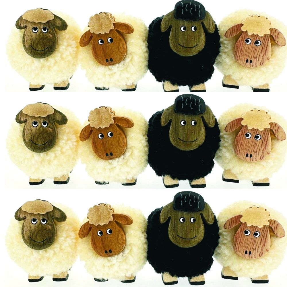Pom pom sheep ornaments in cream and black