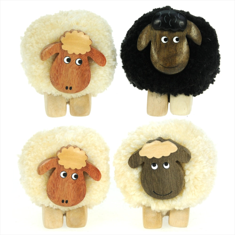 Large pom pom sheep in cream and black