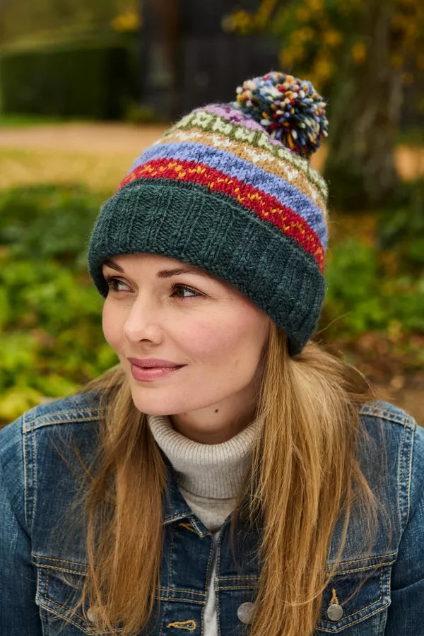 ELVEDEN Roll Back Bobble Beanie