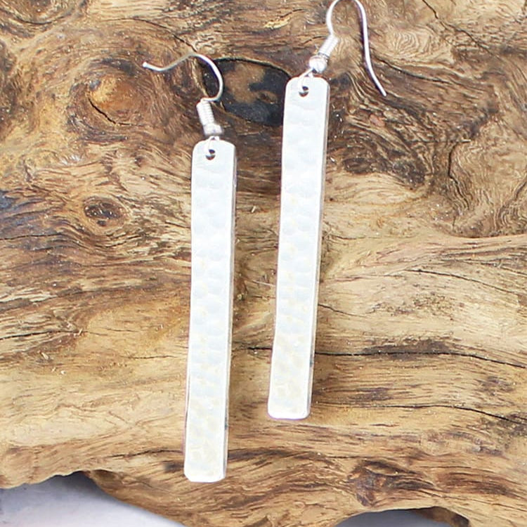 Silver Long Bar Earrings