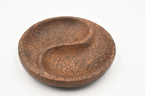 Round wooden bowl in a Ying Yang style
