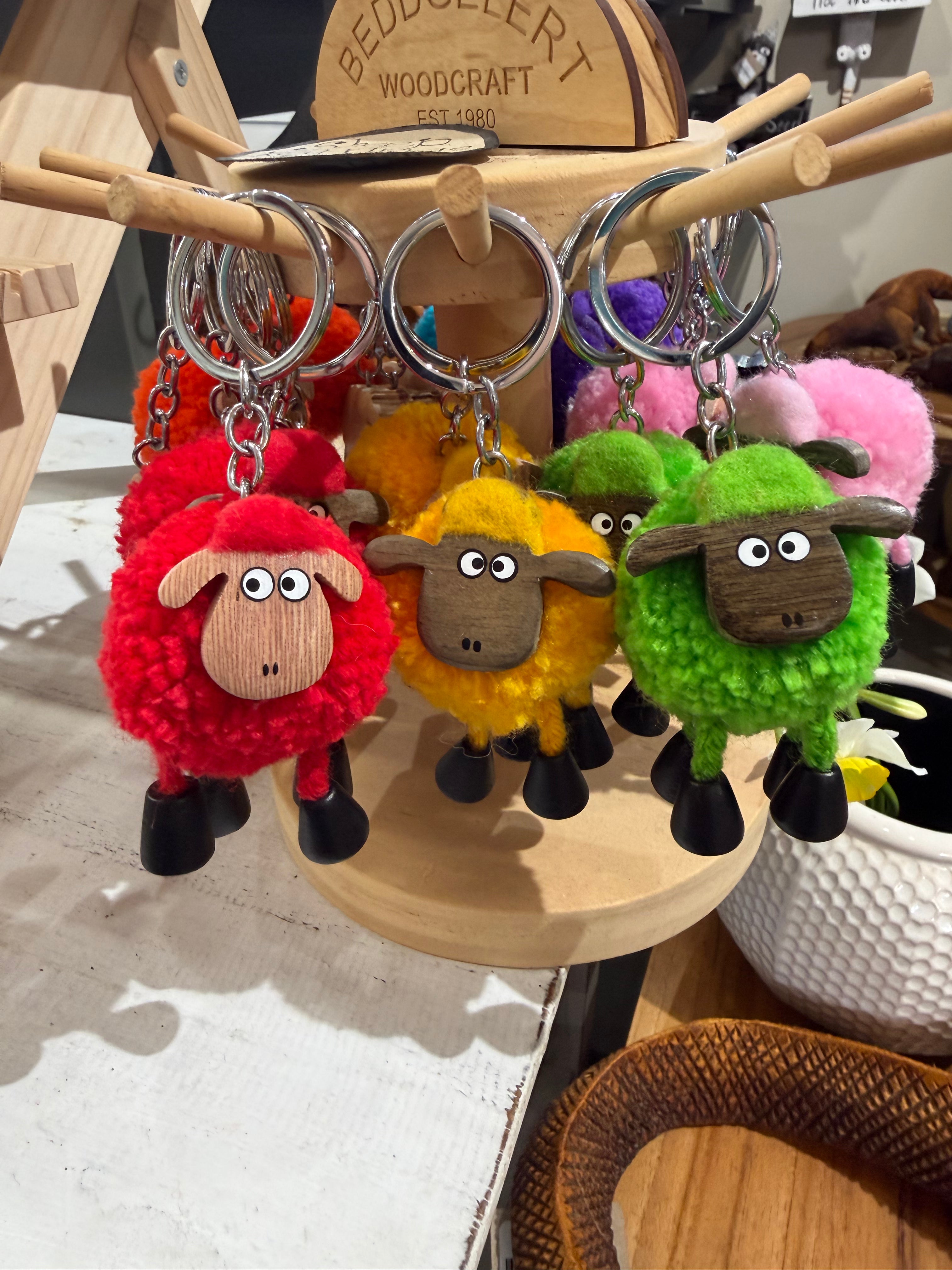 Pom Pom Sheep Keyring - Rainbow