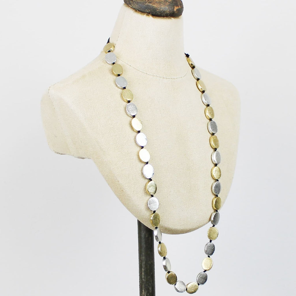 Oval Disc Necklace – Silver & Gold