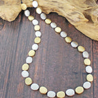 Oval Disc Necklace – Silver & Gold