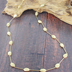 Gold Long Oval Disc Necklace