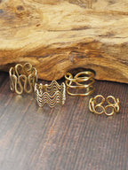 Gold adjustable wire rings – four designs
