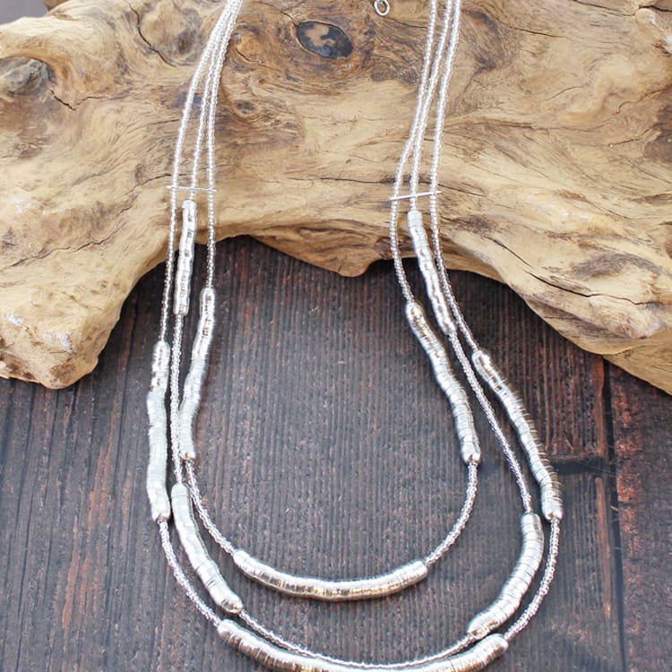 Triple Snake & Bead Necklace