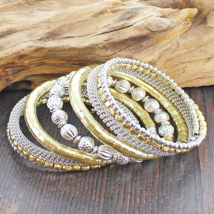 Mixed Metal Spiral Cuff