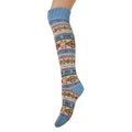 Blue and cream Fair Isle knee-high socks