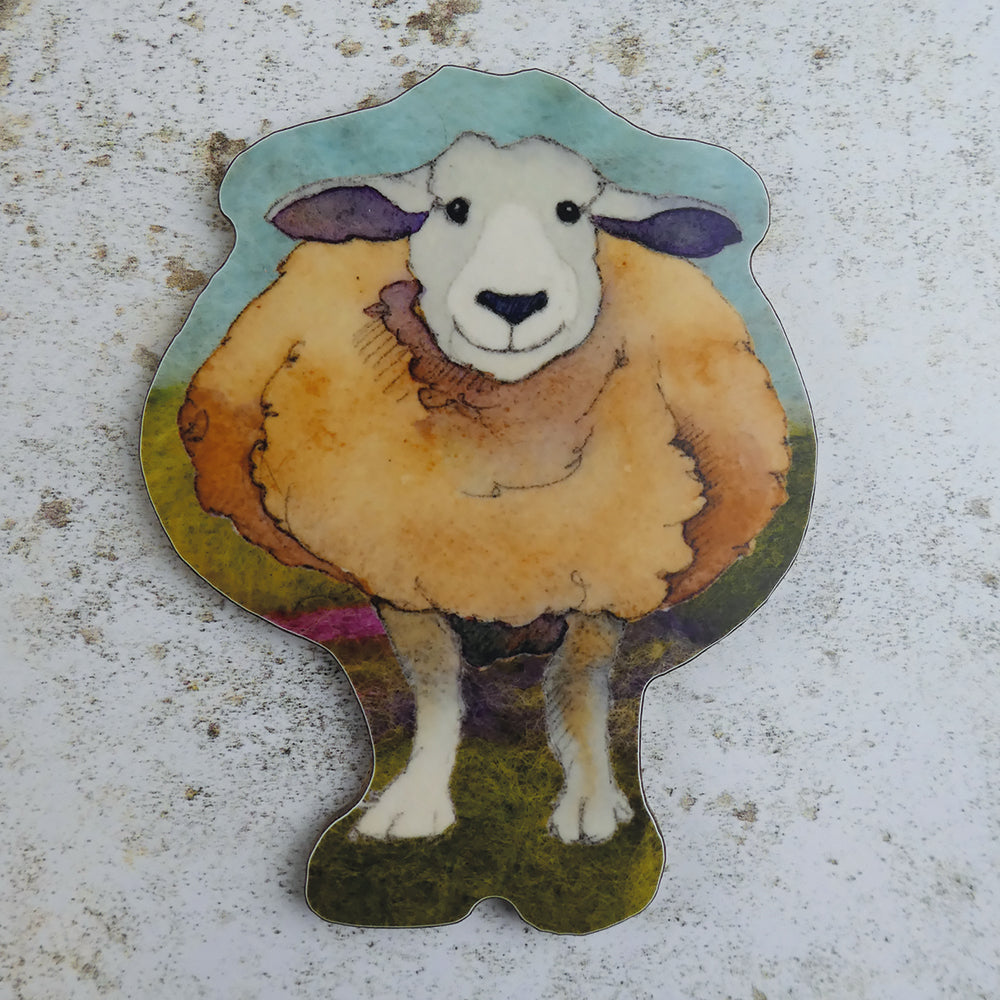 Happy Sheep die-cut coaster