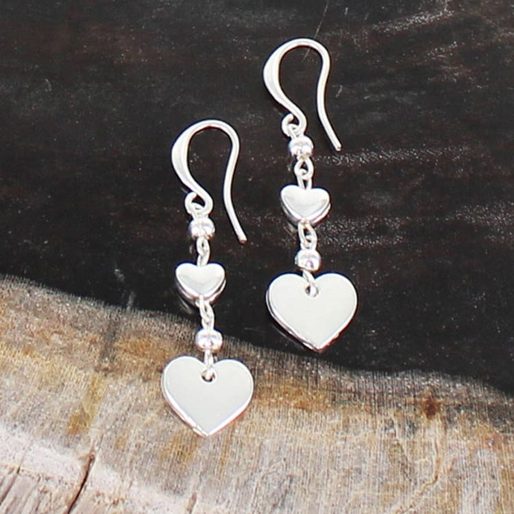 Double Heart Drop Earrings