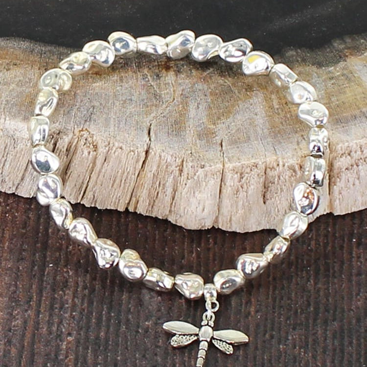 Nugget Bracelet with Dragonfly Charm