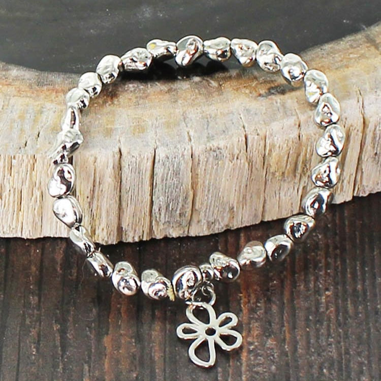 Nugget Bracelet with Flower Charm