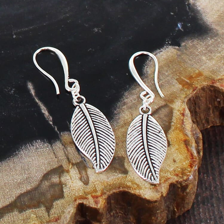 Leaf Charm Drop Earrings