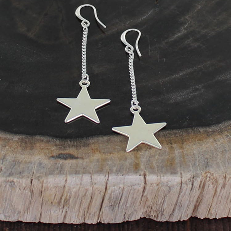 Star Drop Chain Earrings