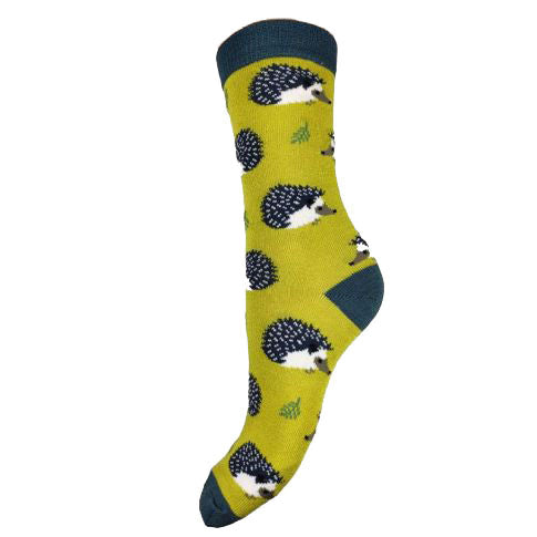 Mustard hedgehog bamboo socks