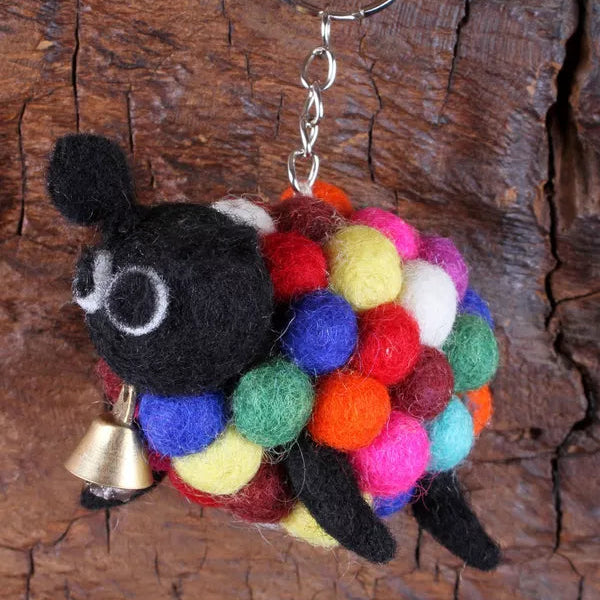 Small felt sheep keyring
