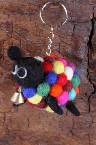 Small felt sheep keyring
