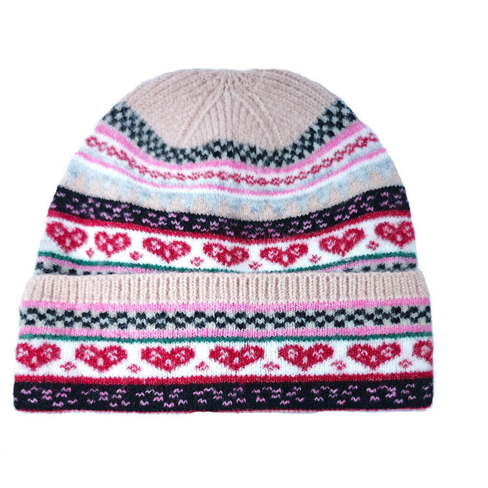 Pale pink top Nordic heart hat