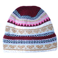 Burgundy top Nordic heart hat