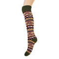 Dark Fair Isle knee-high wool blend socks