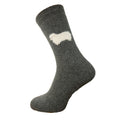 Men's dark grey wool socks with fluffy sheep