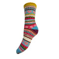 Multi coloured Scandi socks with yellow cuff
