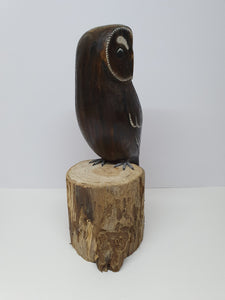 Dark Antiqued Wooden Owl