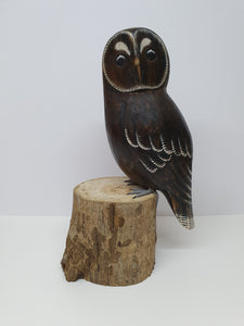 Dark Antiqued Wooden Owl