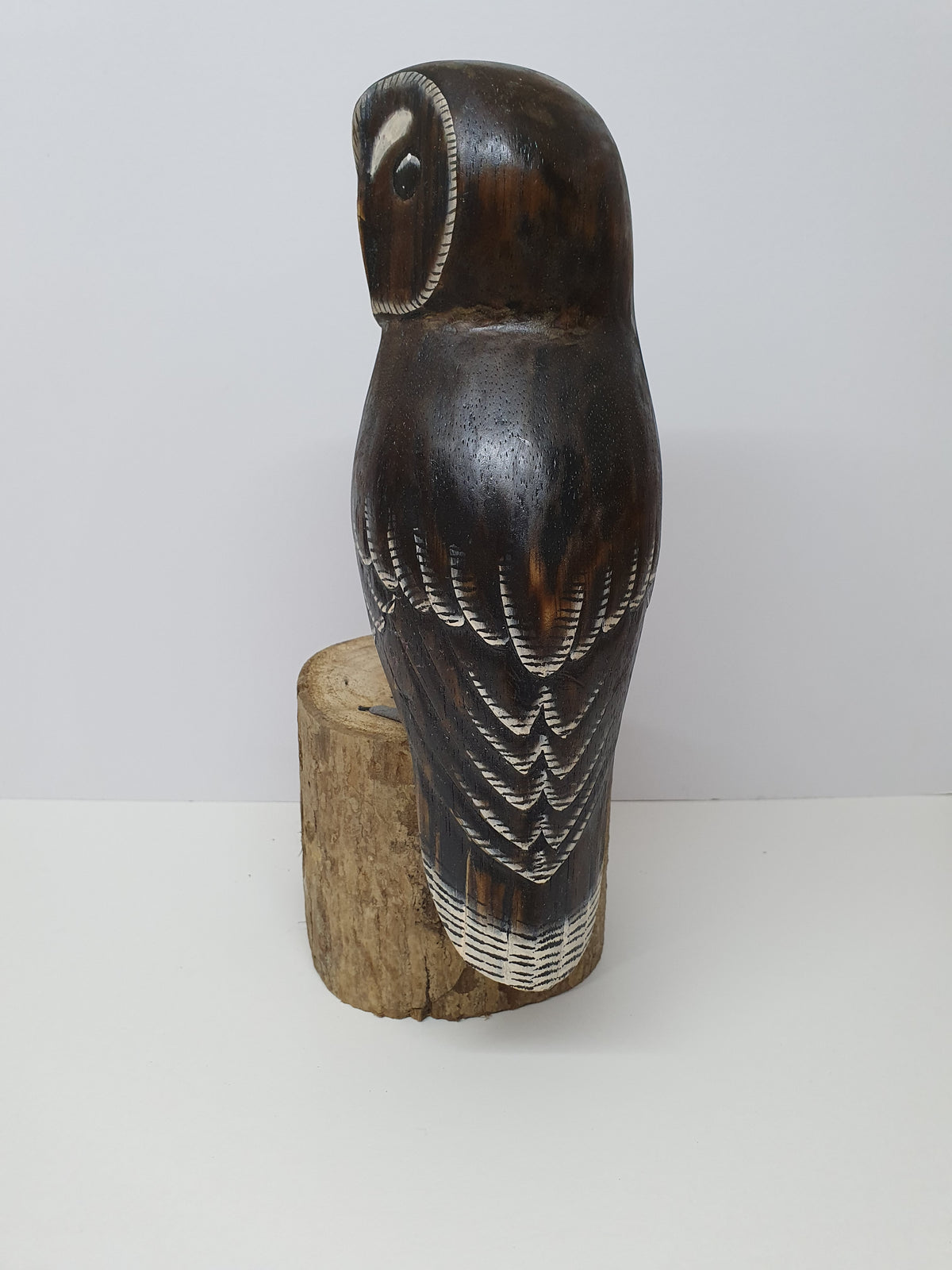 Dark Antiqued Wooden Owl